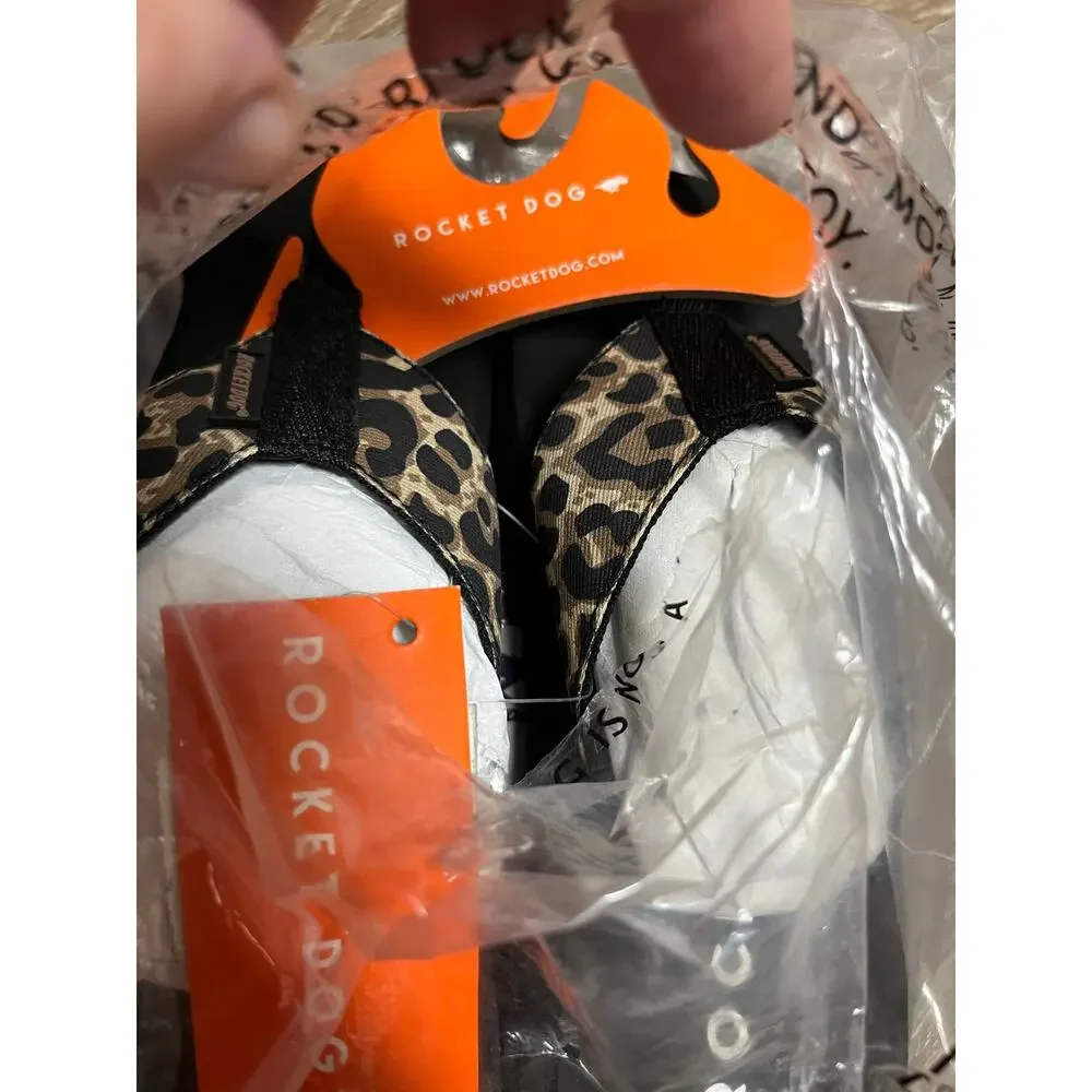 Rocket Dog Spotlight Kids Leopard Print Cotton Thong Flip Flop Sandal Size 12